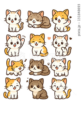 かわいいネコのイラストセット 131848693