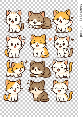 可愛的貓咪插圖集 131848693