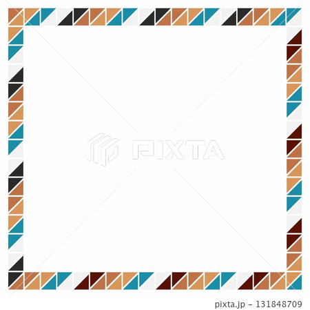 African triangles pattern frame border square. Empty space for text or picture. African triangles pattern frame border square. Empty space for text or picture. 131848709
