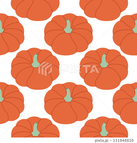 Autumn Pumpkins Pattern. Hand drawn trendy flat style. Autumn Pumpkins Pattern. Hand drawn trendy flat style. 131848810