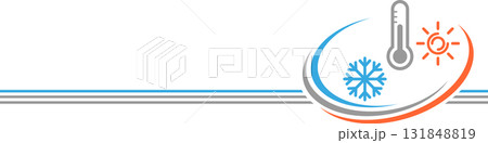 house, sun, snowflake, thermometer, air conditioning, installer, plumber, logo, background 131848819