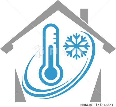 house, sun, snowflake, thermometer, air conditioning, installer, plumber, logo house, sun, snowflake, thermometer, air conditioning, installer, plumber, logo 131848824
