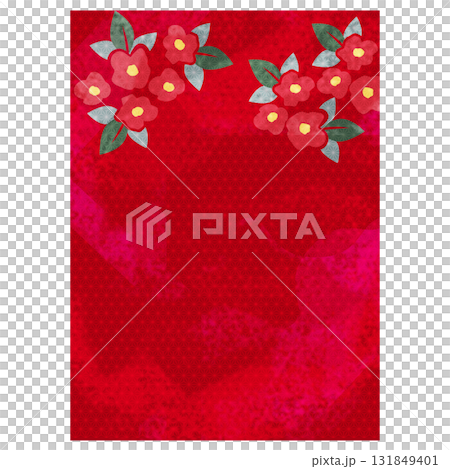 紅色背景山茶花的水彩背景插圖 紅色背景山茶花的水彩背景插圖 131849401