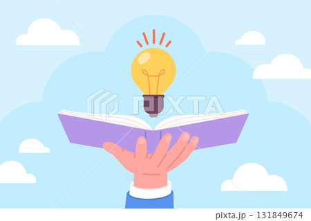 Ideas from book. Inspiration in books, knowledges and acquisition of new skills. Education, searching idea and creativity. Study racy vector concept Ideas from book. Inspiration in books, knowledges and acquisition of new skills. Education, searching idea and creativity. Study racy vector concept 131849674