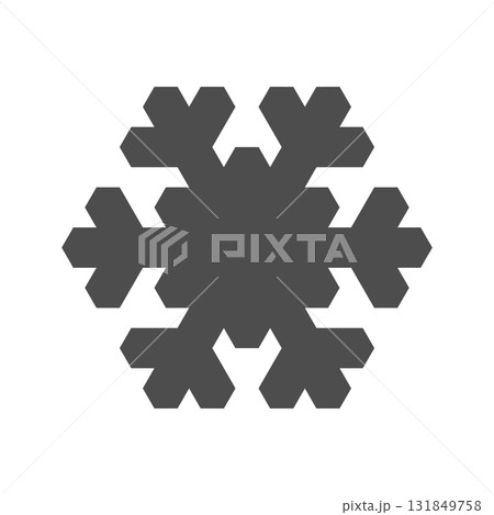 This graphic features a beautifully crafted snowflake icon. The design is simple and geometrical, showcasing a flat silhouette. Ideal for winter themes or holiday projects. 131849758