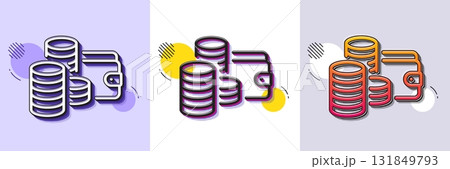 Wallet line icon. Halftone dotted pattern. Gradient icon with grain shadow. Money purse sign. Cash budget symbol. Line wallet icon. Various designs. Vector Wallet line icon. Halftone dotted pattern. Gradient icon with grain shadow. Money purse sign. Cash budget symbol. Line wallet icon. Various designs. Vector 131849793