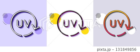 Uv protection cream line icon. Halftone dotted pattern. Gradient icon with grain shadow. Skin care sign. Cosmetic change symbol. Line uv protection icon. Various designs. Vector 131849856