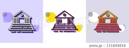 Court building line icon. Halftone dotted pattern. Gradient icon with grain shadow. City architecture sign. Courthouse, government symbol. Line court building icon. Various designs. Vector Court building line icon. Halftone dotted pattern. Gradient icon with grain shadow. City architecture sign. Courthouse, government symbol. Line court building icon. Various designs. Vector 131849858
