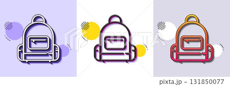 Backpack line icon. Halftone dotted pattern. Gradient icon with grain shadow. Travel baggage bag sign. Handbag luggage symbol. Line backpack icon. Various designs. Vector 131850077
