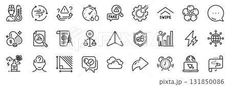 Medical drugs, Timer and Thermometer line icons pack. Share, Message, Paper plane icons. Wind energy, Divider document, Seo gear web icon. Boron mineral, Electricity, Time management pictogram. Vector 131850086
