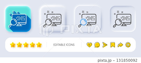 Search in computer line icon. Neumorphic, Flat shadow, 3d buttons. Find data sign. Magnify glass. Line search icon. Social media icons. Vector Search in computer line icon. Neumorphic, Flat shadow, 3d buttons. Find data sign. Magnify glass. Line search icon. Social media icons. Vector 131850092