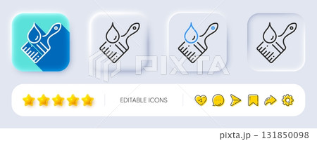 Paint brush line icon. Neumorphic, Flat shadow, 3d buttons. Wall paintbrush sign. Creative drawing art symbol. Line brush icon. Social media icons. Vector 131850098