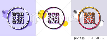 No QR code line icon. Halftone dotted pattern. Gradient icon with grain shadow. Scan barcode sign. Stop certificate symbol. Line qr code icon. Various designs. Vector No QR code line icon. Halftone dotted pattern. Gradient icon with grain shadow. Scan barcode sign. Stop certificate symbol. Line qr code icon. Various designs. Vector 131850167