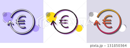 Euro Money exchange line icon. Halftone dotted pattern. Gradient icon with grain shadow. Banking currency sign. EUR Cash symbol. Line exchange currency icon. Various designs. Vector 131850364