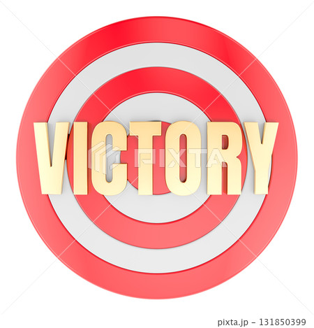 Victory text on target. 3D rendering Victory text on target. 3D rendering 131850399