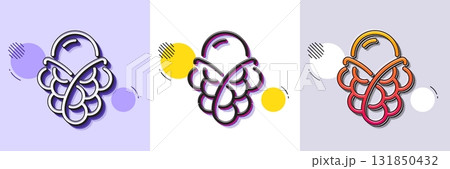 Ice cream bubble waffle line icon. Halftone dotted pattern. Gradient icon with grain shadow. Vanilla sundae cone sign. Frozen summer dessert symbol. Line ice cream icon. Various designs. Vector 131850432