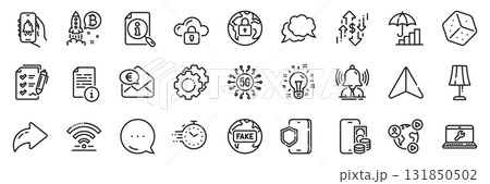 Wifi, Settings gears and Dice line icons pack. Share, Message, Paper plane icons. Chat message, Video conference, Table lamp web icon. Lock, Fake news, Phone pay pictogram. Vector Wifi, Settings gears and Dice line icons pack. Share, Message, Paper plane icons. Chat message, Video conference, Table lamp web icon. Lock, Fake news, Phone pay pictogram. Vector 131850502