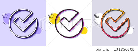 Check line icon. Halftone dotted pattern. Gradient icon with grain shadow. Approved Tick sign. Confirm, Done or Accept symbol. Line verify icon. Various designs. Vector Check line icon. Halftone dotted pattern. Gradient icon with grain shadow. Approved Tick sign. Confirm, Done or Accept symbol. Line verify icon. Various designs. Vector 131850509