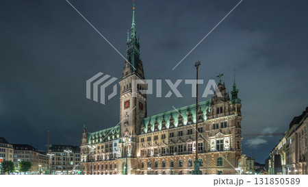 Building of the Hamburg City Hall night timelapse hyperlapse, the seat of the government of Hamburg, Germany Building of the Hamburg City Hall night timelapse hyperlapse, the seat of the government of Hamburg, Germany 131850589