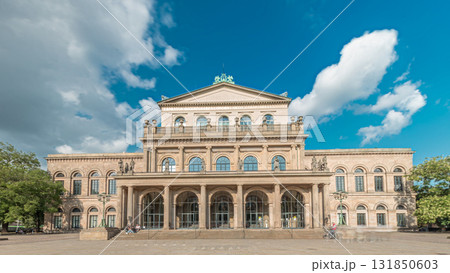 Hyperlapse of Hanover State Opera or Staatsoper Hannover front view. Germany Hyperlapse of Hanover State Opera or Staatsoper Hannover front view. Germany 131850603