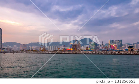 View from Star Ferry through Victoria Harbour timelapse hyperlapse, with the skyline of Hong Kong as backdrop View from Star Ferry through Victoria Harbour timelapse hyperlapse, with the skyline of Hong Kong as backdrop 131850653