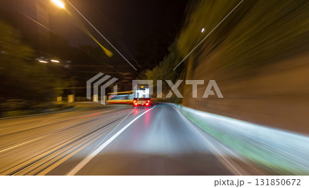 Drive at fast speed at the night streets timelapse hyperlapse drivelapse. Drive at fast speed at the night streets timelapse hyperlapse drivelapse. 131850672