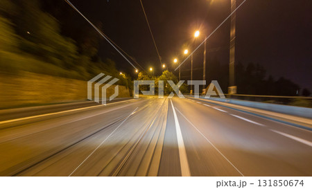 Drive at fast speed at the night streets timelapse hyperlapse drivelapse. Drive at fast speed at the night streets timelapse hyperlapse drivelapse. 131850674