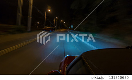 Car moves at fast speed at the night streets timelapse hyperlapse drivelapse. Car moves at fast speed at the night streets timelapse hyperlapse drivelapse. 131850680
