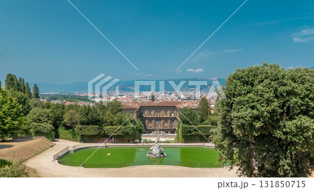 The Boboli Gardens park timelapse, Fountain of Neptune and a distant view on The Palazzo Pitti, in Florence, Italy. The Boboli Gardens park timelapse, Fountain of Neptune and a distant view on The Palazzo Pitti, in Florence, Italy. 131850715