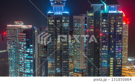 The skyline of the West Bay area from top in Doha timelapse, Qatar. The skyline of the West Bay area from top in Doha timelapse, Qatar. 131850864