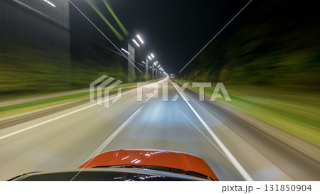 Drivelapse from top Side of Car moving on a night highway timelapse hyperlapse Drivelapse from top Side of Car moving on a night highway timelapse hyperlapse 131850904