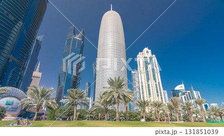 The skyline of Doha seen from Park timelapse hyperlapse, Qatar 131851039