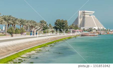 Doha's Corniche in West Bay timelapse, Qatar. 131851042
