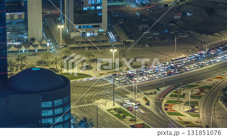 The skyline of the West Bay area from top in Doha timelapse, Qatar. 131851076