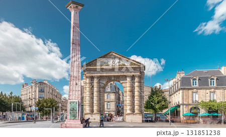 Porte d'Aquitaine arch and obelisk at Place de la Victoire timelapse hyperlapse in Bordeaux, France. Porte d'Aquitaine arch and obelisk at Place de la Victoire timelapse hyperlapse in Bordeaux, France. 131851238