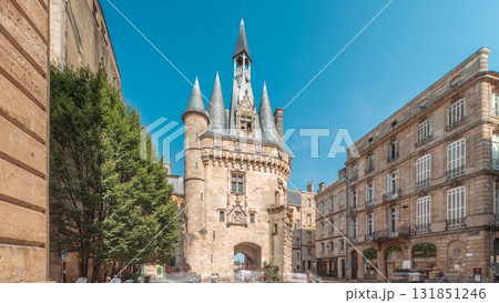 Historic Porte Cailhau timelapse hyperlapse in Bordeaux, France, with its medieval architecture and spires Historic Porte Cailhau timelapse hyperlapse in Bordeaux, France, with its medieval architecture and spires 131851246