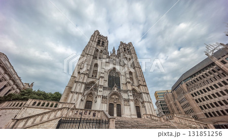 Hyperlapse of the Brussels Cathedral of St. Michael and St. Gudula, Belgium. Hyperlapse of the Brussels Cathedral of St. Michael and St. Gudula, Belgium. 131851256
