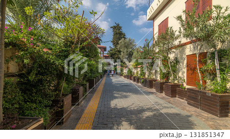 Street of old traditional turkish houses of Antalya city timelapse hyperlapse. Turkey Street of old traditional turkish houses of Antalya city timelapse hyperlapse. Turkey 131851347