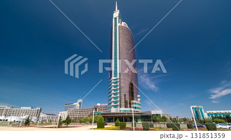 Nurzhol Boulevard timelapse hyperlapse. Modern new office building is in the capital of Republic. Astana, Kazakhstan. Nurzhol Boulevard timelapse hyperlapse. Modern new office building is in the capital of Republic. Astana, Kazakhstan. 131851359