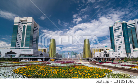 The building of the Senate of the government of the Republic of Kazakhstan timelapse hyperlapse in Astana 131851366