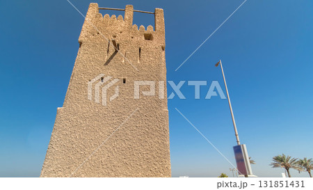 Watch tower of Ajman timelapse hyperlapse. United Arab Emirates Watch tower of Ajman timelapse hyperlapse. United Arab Emirates 131851431