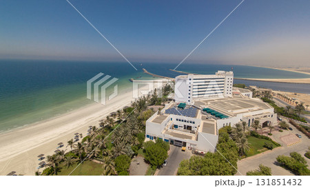 Beautiful area of beach in Ajman timelapse near the turquoise waters of Arabian Gulf. 131851432