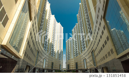 Modern new towers in Ajman timelapse hyperlapse. Cityscape of Ajman. 131851458