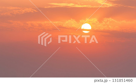 Sunset in Ajman aerial view from rooftop timelapse. United Arab Emirates. 131851460