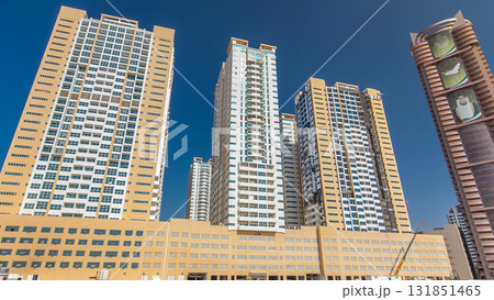 Modern new towers in Ajman timelapse hyperlapse. Cityscape of Ajman. 131851465