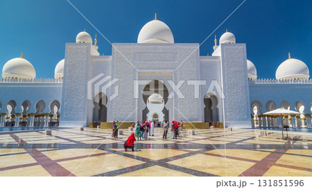 Sheikh Zayed Grand Mosque timelapse hyperlapse in Abu Dhabi, the capital city of United Arab Emirates 131851596