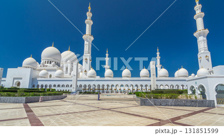Sheikh Zayed Grand Mosque timelapse hyperlapse in Abu Dhabi, the capital city of United Arab Emirates Sheikh Zayed Grand Mosque timelapse hyperlapse in Abu Dhabi, the capital city of United Arab Emirates 131851599