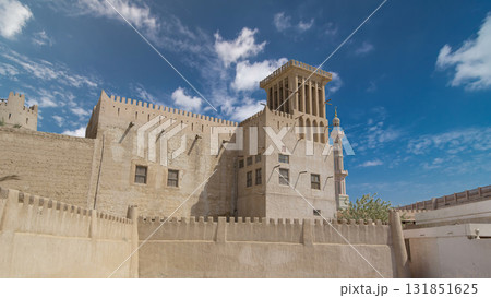 Historic fort at the Museum of Ajman timelapse hyperlapse, United Arab Emirates 131851625