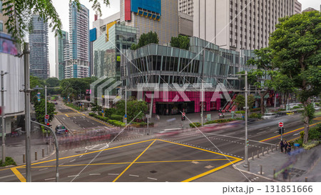 Aerial view of sidewalk and intersection of Orchard road in Singapore timelapse hyperlapse. Aerial view of sidewalk and intersection of Orchard road in Singapore timelapse hyperlapse. 131851666
