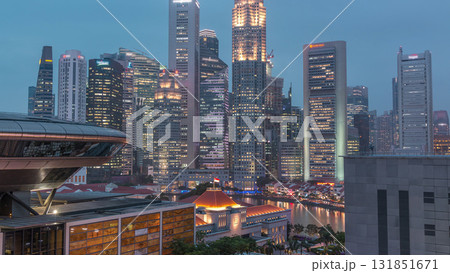Colorful of Singapore Central business district day to night timelapse cityscape skyline at Marina Bay with Singapore Academy of Law Colorful of Singapore Central business district day to night timelapse cityscape skyline at Marina Bay with Singapore Academy of Law 131851671